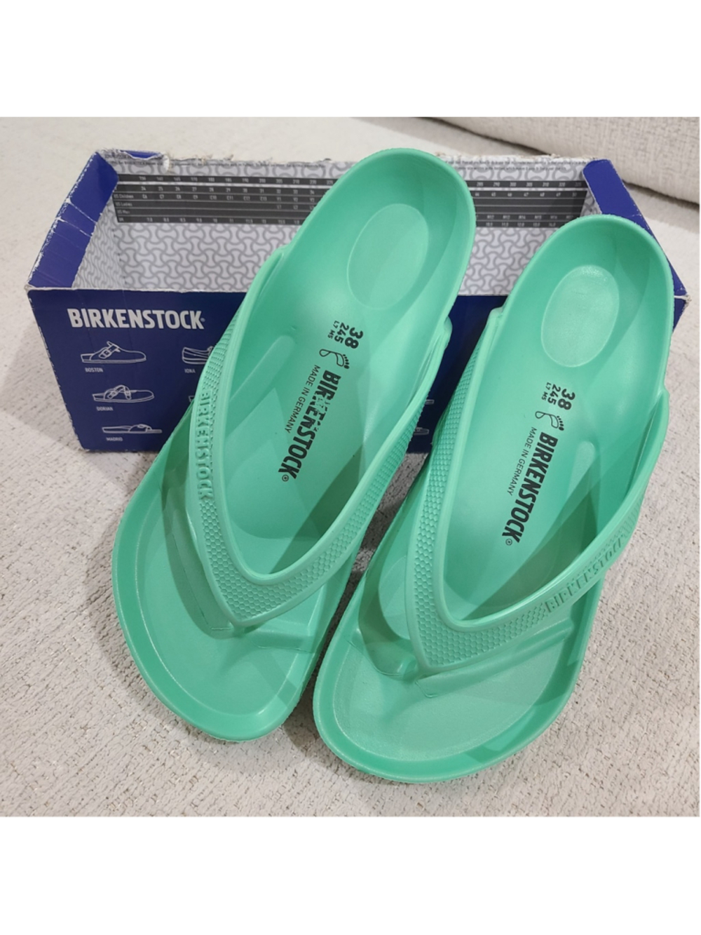 NEW Birkenstock Honolulu EVA Sandal Flip Flop Bold Jade Womens Normal Width Sz 7 - Picture 6 of 9